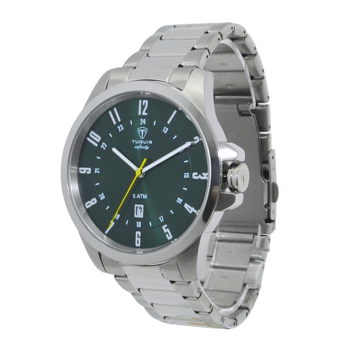 Relógio Masculino de Aço Tuguir Analógico Infinity 6117H Prata e Verde Prata 5