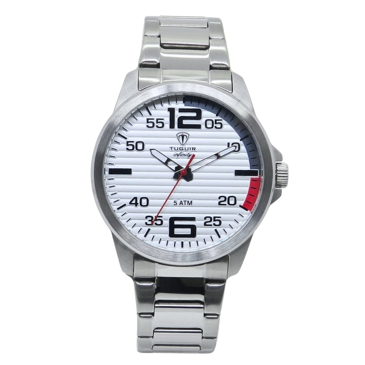 Relógio Masculino de Aço Tuguir Analógico Infinity 9169A Prata e Branco
