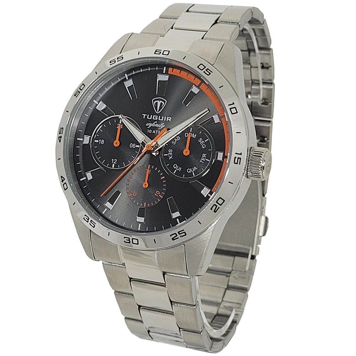 Relógio MultiFunção Masculino Tuguir Analógico Infinity TGI37062 Prata e Preto Prata 2