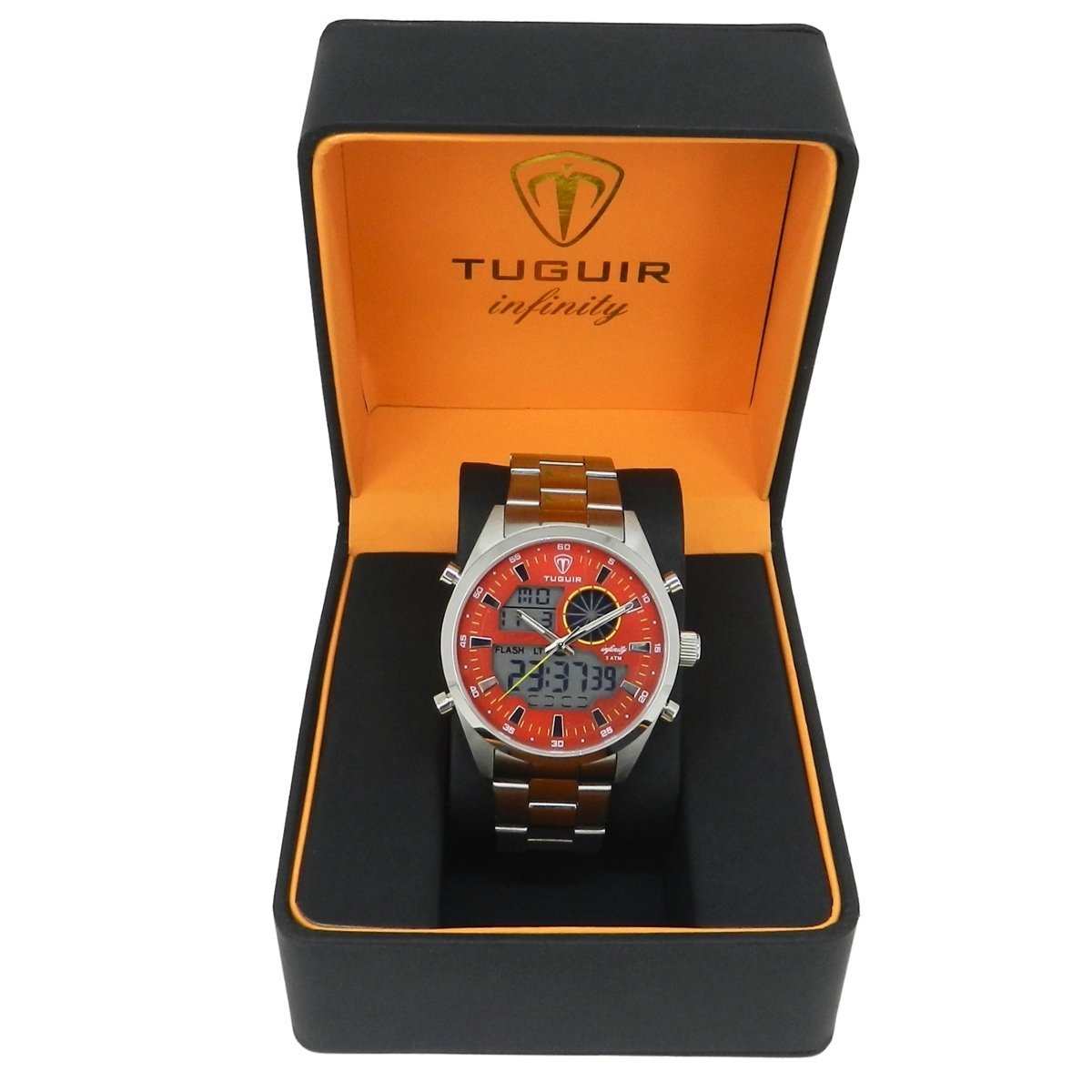 Relógio Masculino de Aço Tuguir AnaDigi Infinity GCS-1265 Prata e Vermelho Prata 2