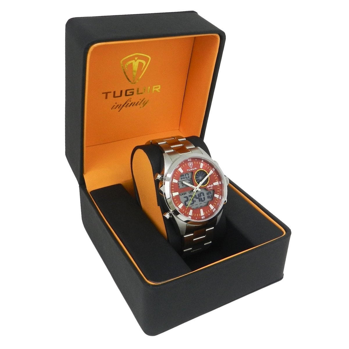 Relógio Masculino de Aço Tuguir AnaDigi Infinity GCS-1265 Prata e Vermelho Prata 3