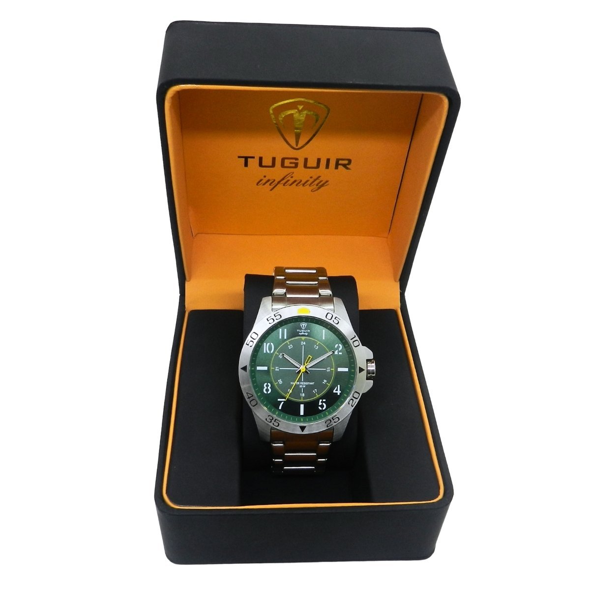 Relógio Masculino de Aço Tuguir Analógico Infinity 9167F Prata e Verde e Amarelo Prata 2