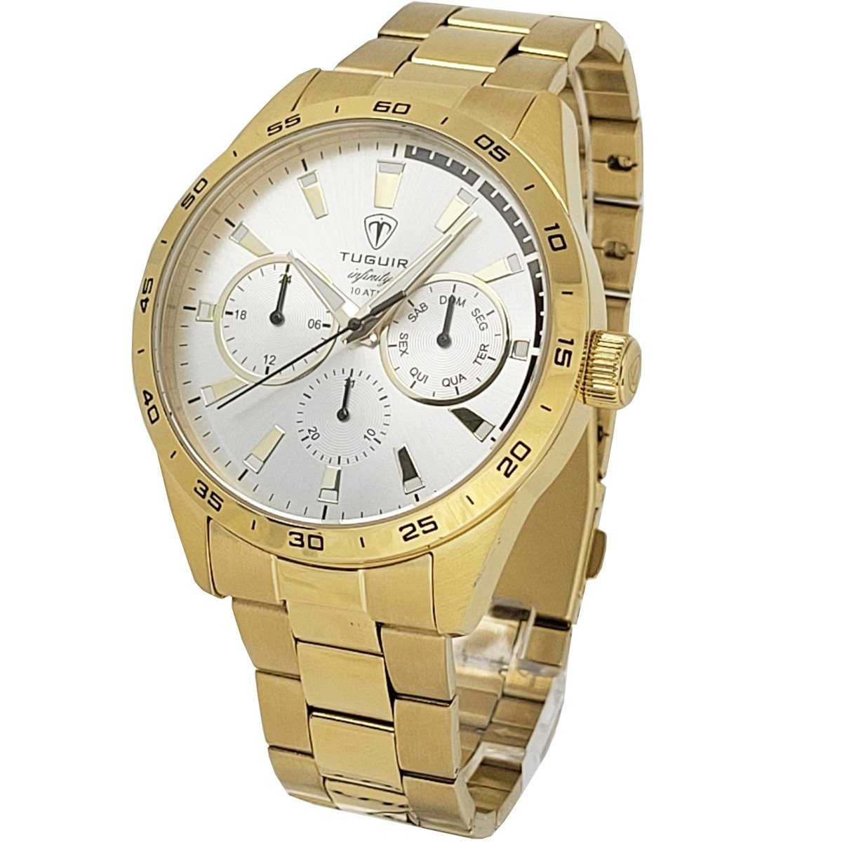 Relógio MultiFunção Masculino Tuguir Analógico Infinity TGI37064 Dourado Dourado 2