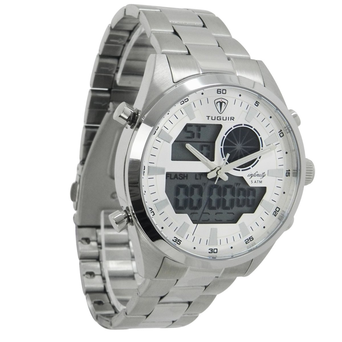 Relógio Masculino de Aço Tuguir AnaDigi Infinity GCS-1265 Prata Prata 4