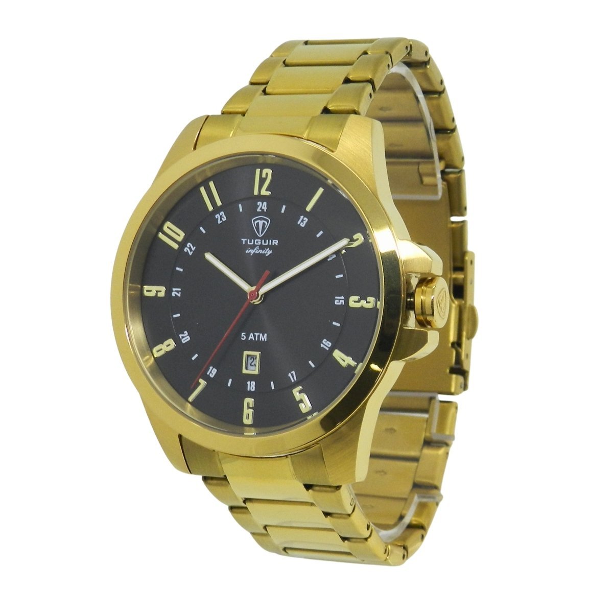 Relógio Masculino de Aço Tuguir Analógico Infinity 6117H Dourado e Preto Dourado 5