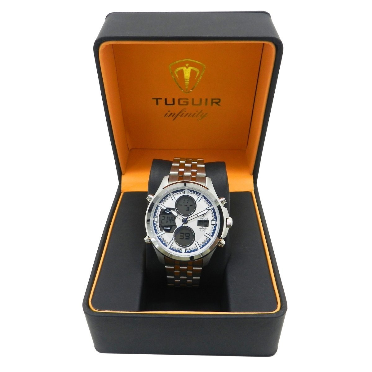 Relógio Masculino de Aço Tuguir AnaDigi Infinity GCS-1273 Prata e Branco e Azul Prata 2