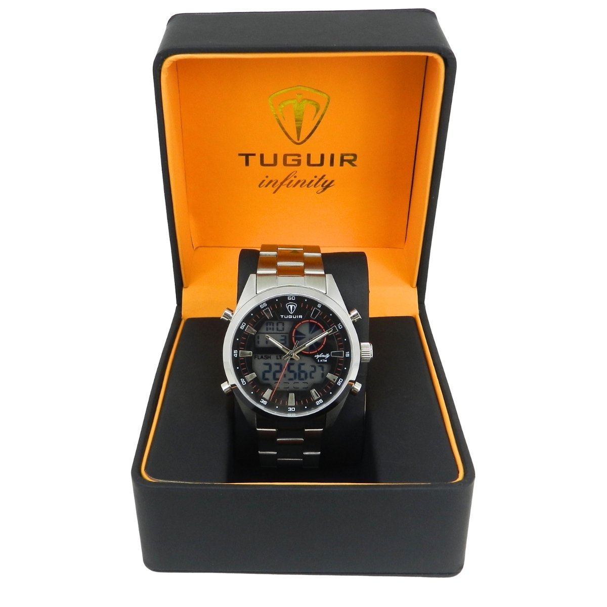 Relógio Masculino de Aço Tuguir AnaDigi Infinity GCS-1265 Prata e Preto Prata 2