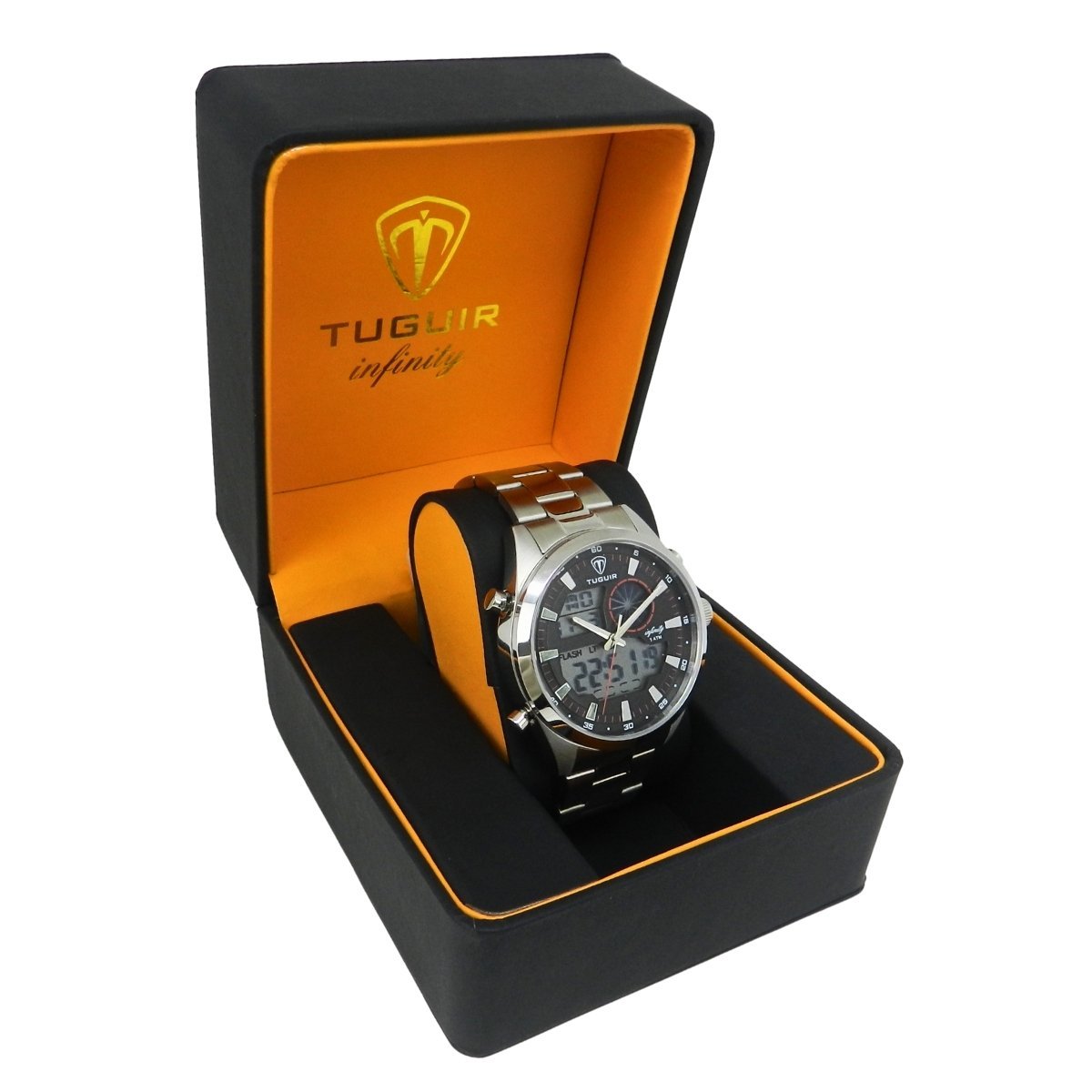 Relógio Masculino de Aço Tuguir AnaDigi Infinity GCS-1265 Prata e Preto Prata 3