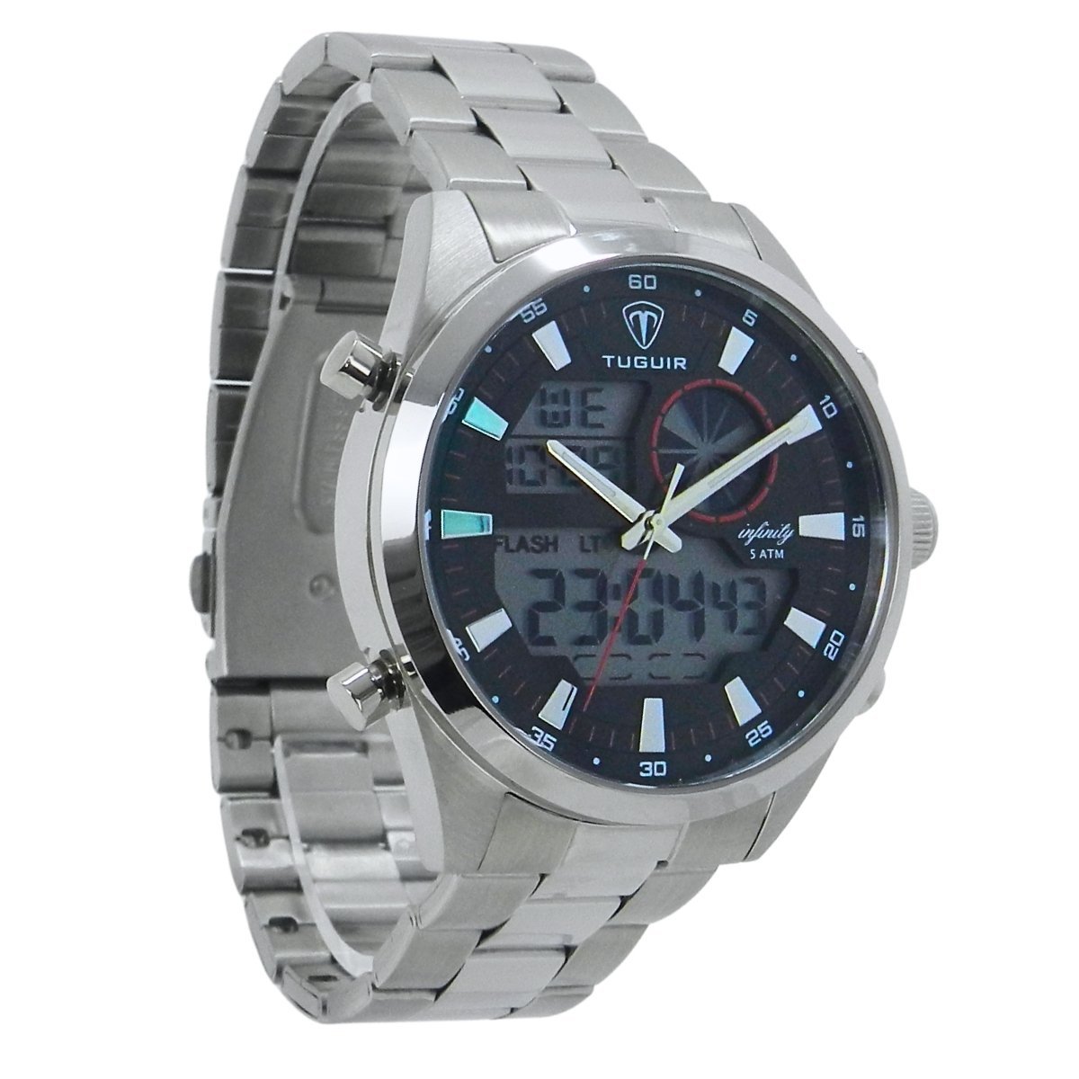Relógio Masculino de Aço Tuguir AnaDigi Infinity GCS-1265 Prata e Preto Prata 4