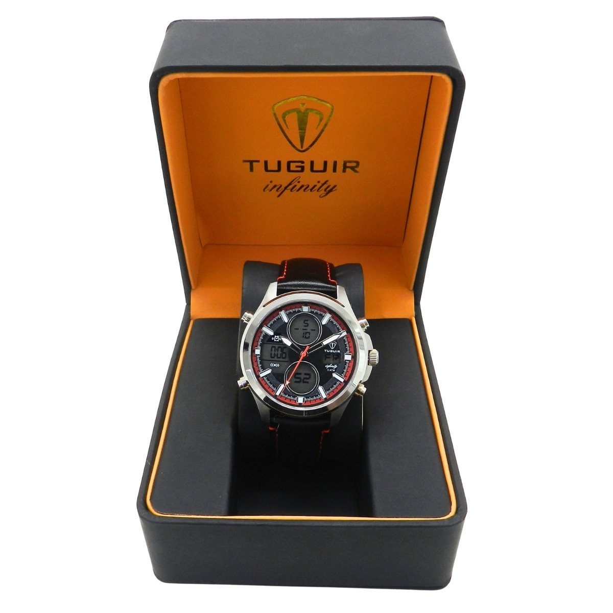 Relógio Masculino de Aço Tuguir AnaDigi Infinity GCS-1273 Prata e Preto e Vermelho Prata 2