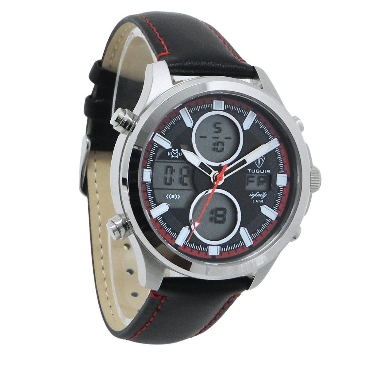 Relógio Masculino de Aço Tuguir AnaDigi Infinity GCS-1273 Prata e Preto e Vermelho Prata 4