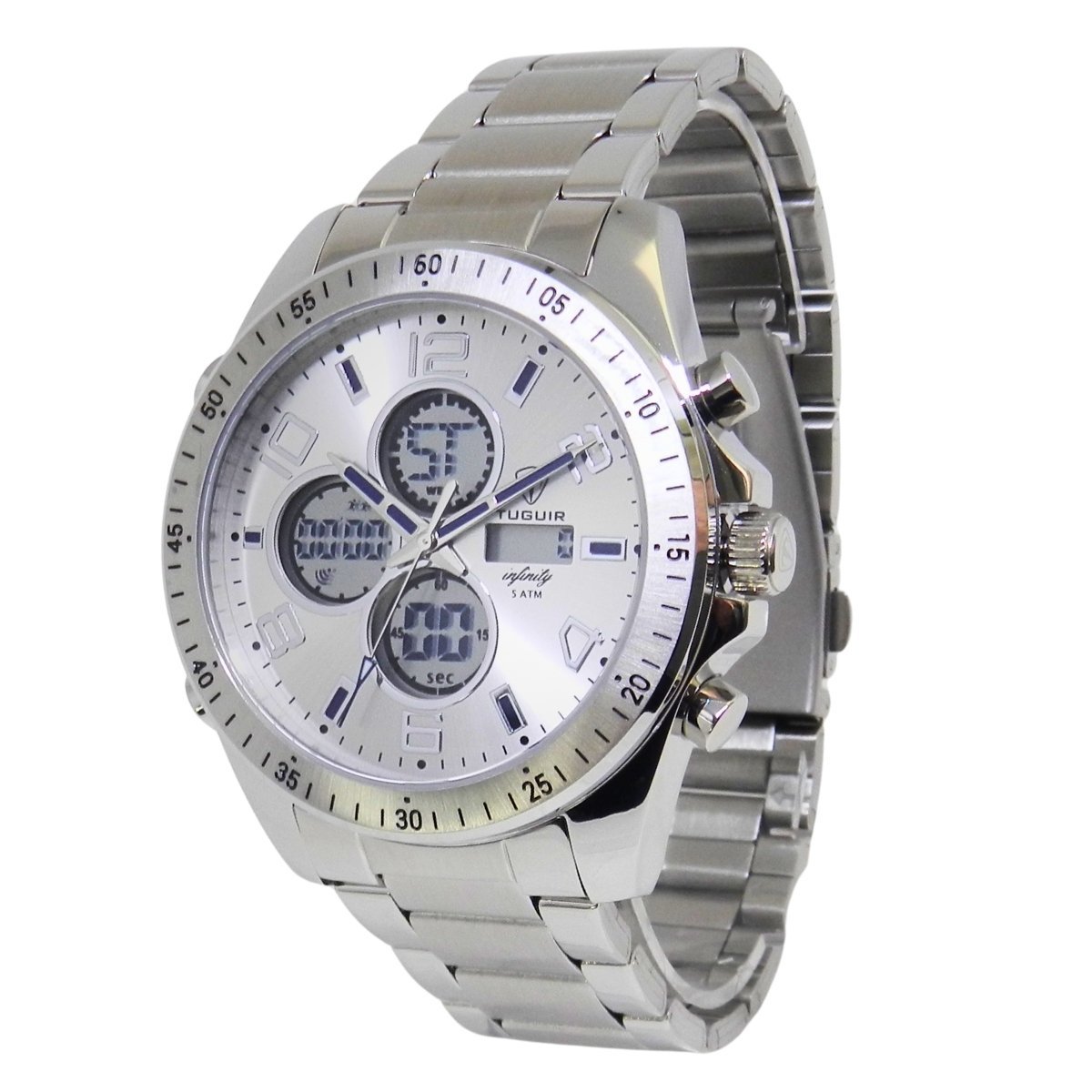 Relógio Masculino de Aço Tuguir AnaDigi Infinity GCS-1274 Prata Prata 5