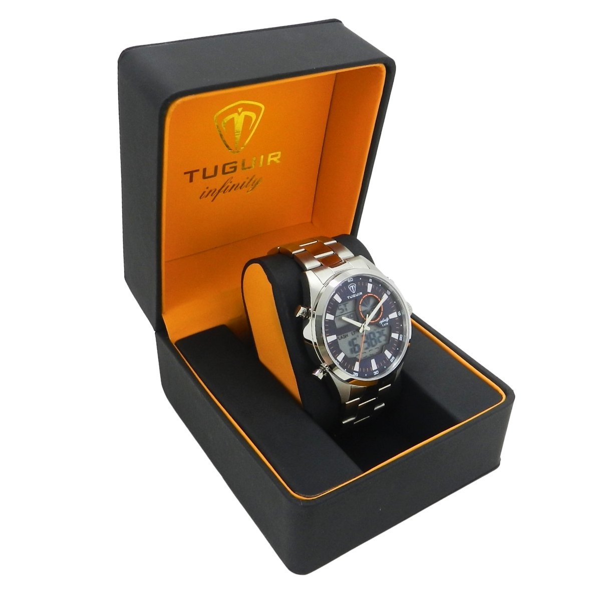 Relógio Masculino de Aço Tuguir AnaDigi Infinity GCS-1265 Prata e Azul Prata 3