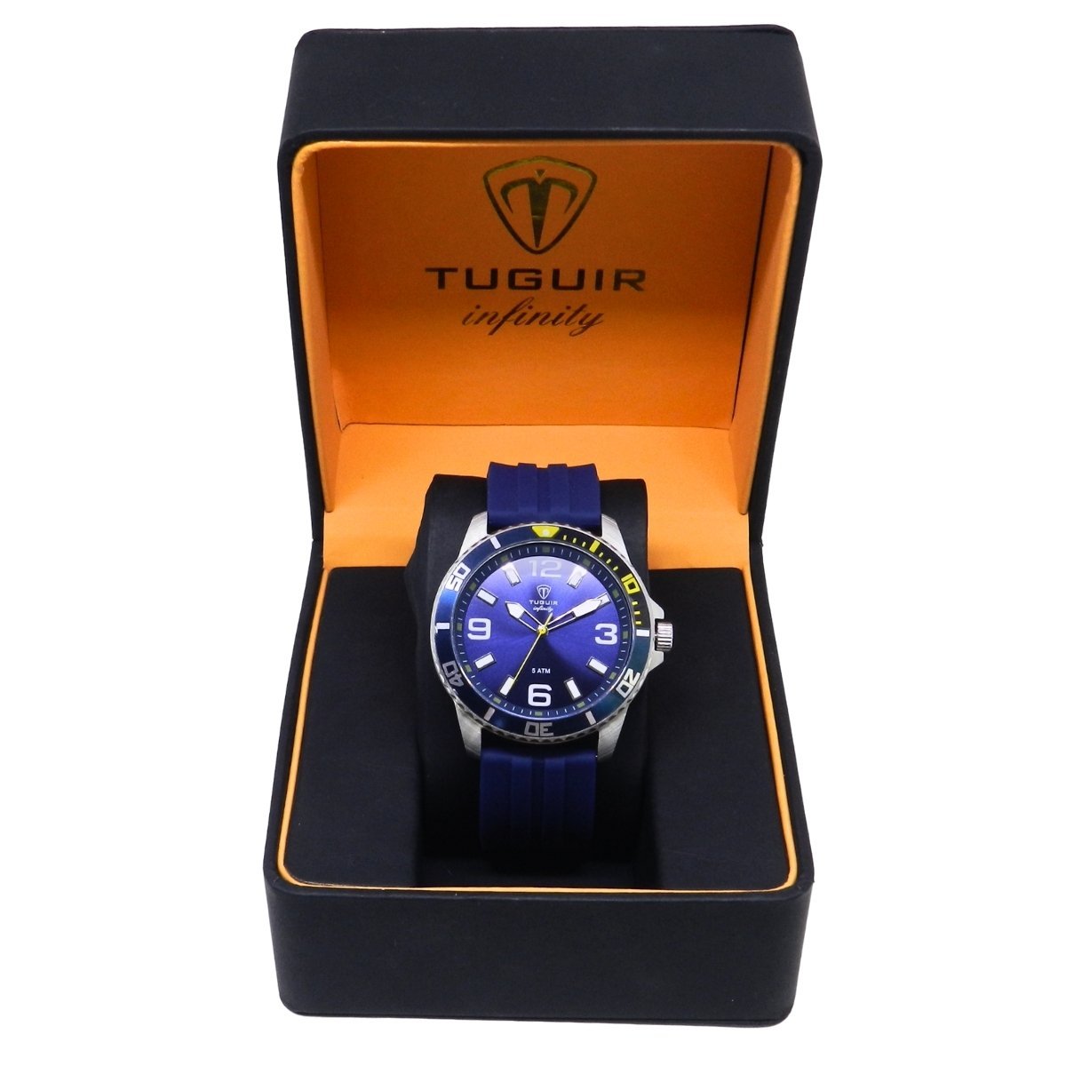 Relógio Masculino de Aço Tuguir Analógico Infinity 9169C Prata e Azul e Amarelo Prata 2