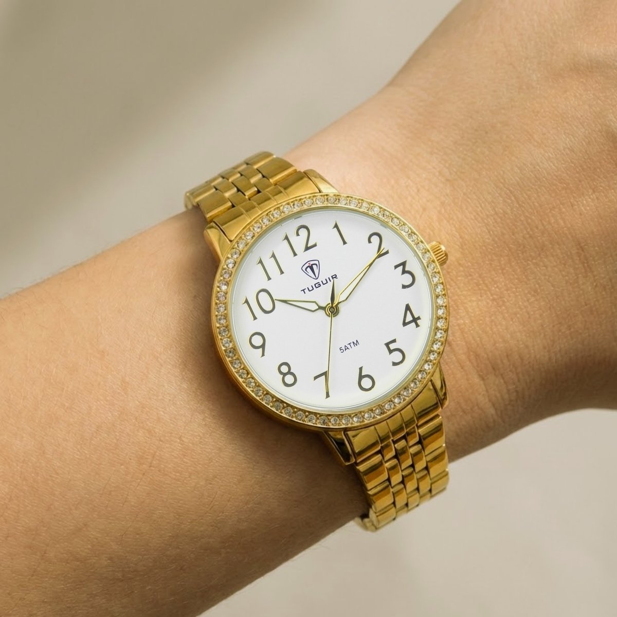 Relógio Feminino Tuguir Analógico TG178-2C Dourado e Branco Dourado 4
