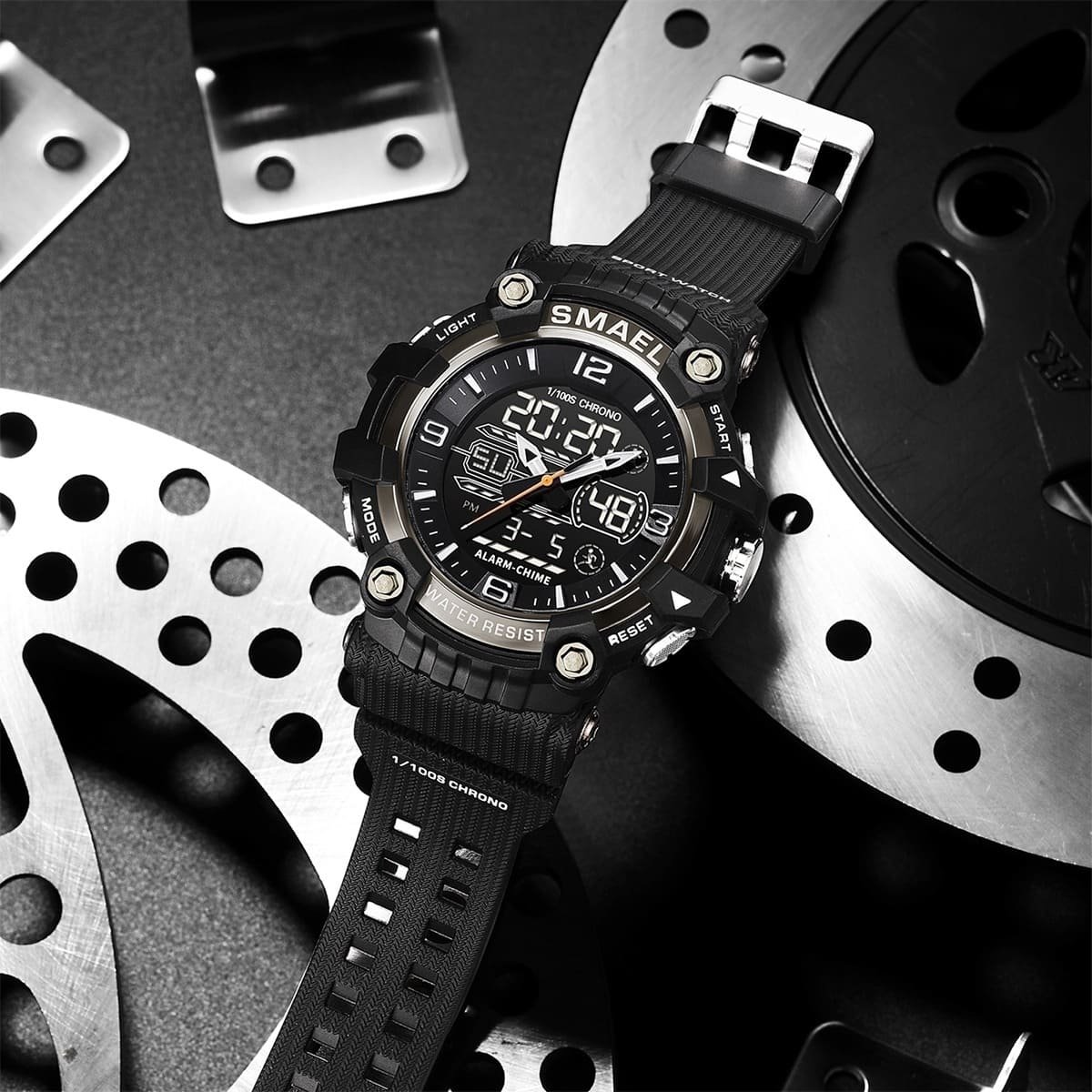 Relógio Masculino Smael AnaDigi 8089 Preto Preto 2