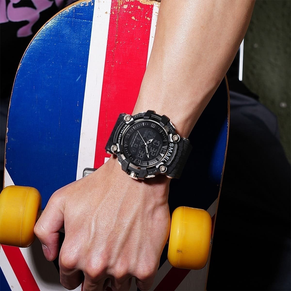 Relógio Masculino Smael AnaDigi 8089 Preto Preto 3