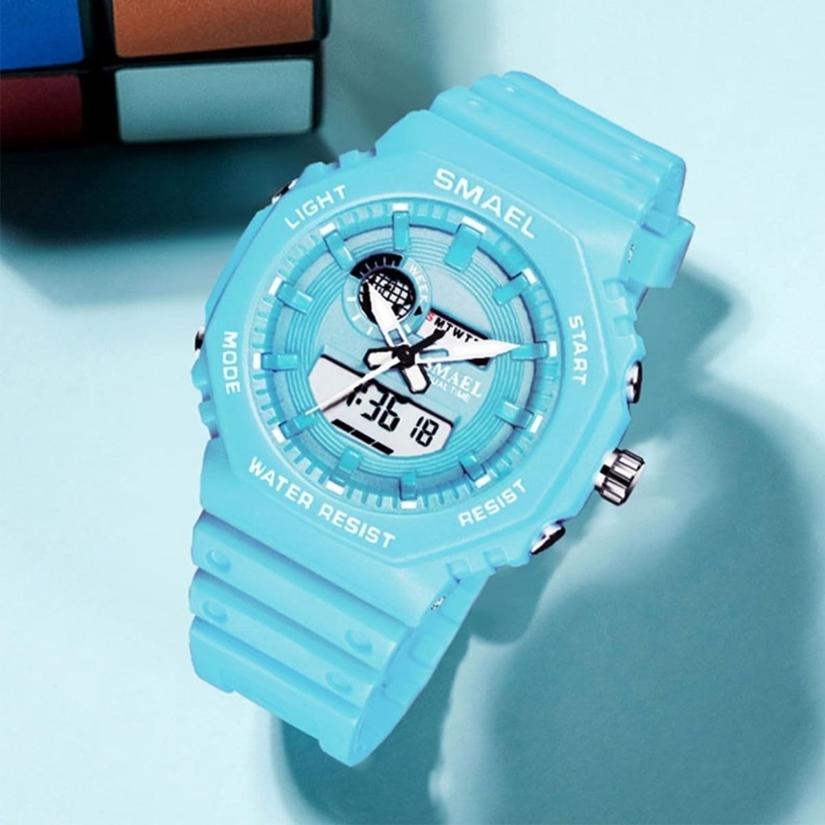 Relógio Masculino Smael AnaDigi 8037 Azul Azul 2