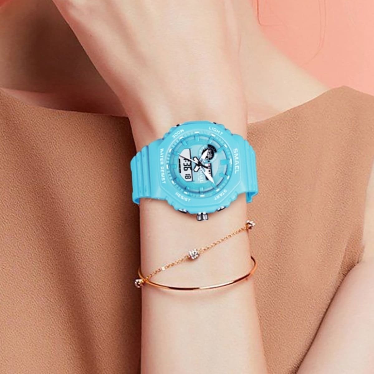 Relógio Masculino Smael AnaDigi 8037 Azul Azul 3