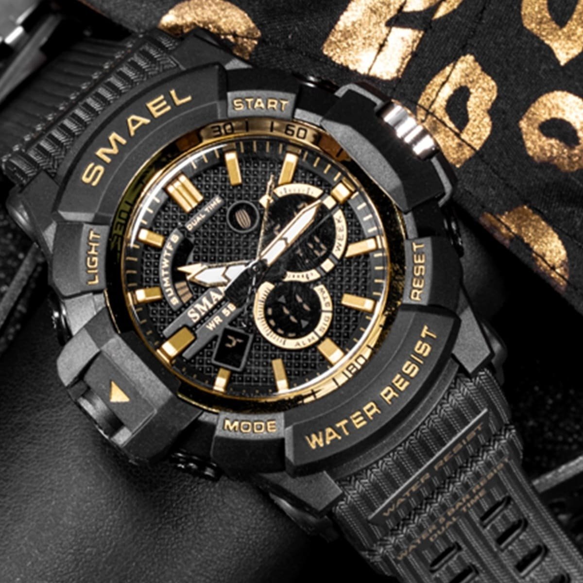 Relógio Masculino Smael AnaDigi 8036 Preto e Dourado Preto 2