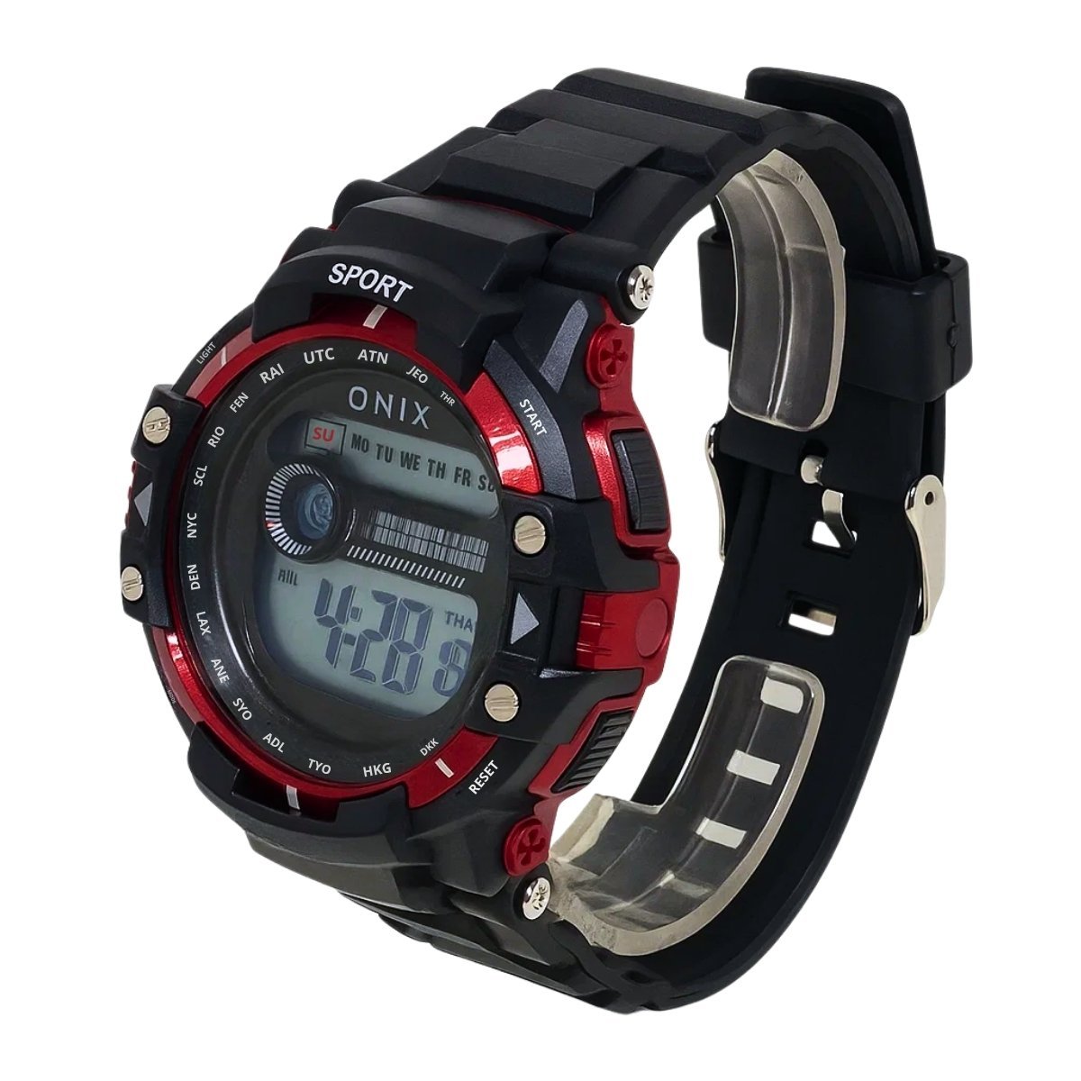 Relógio Masculino Onix Digital IT-840?2801? Preto e Vermelho Preto 4