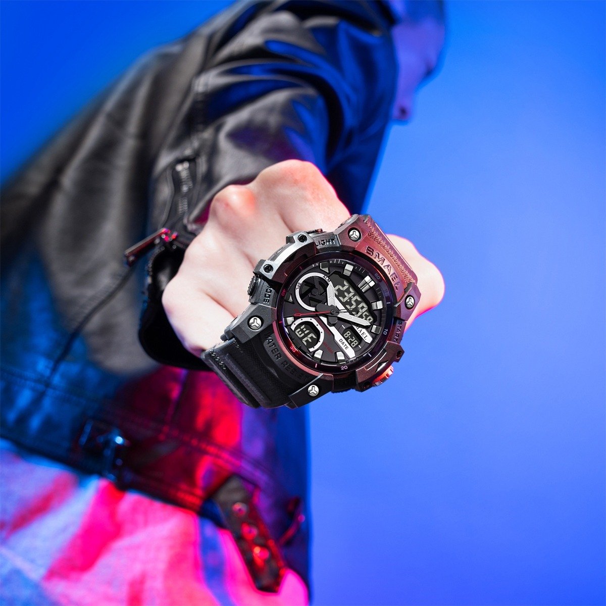 Relógio Masculino Smael AnaDigi 8086 Preto Preto 3