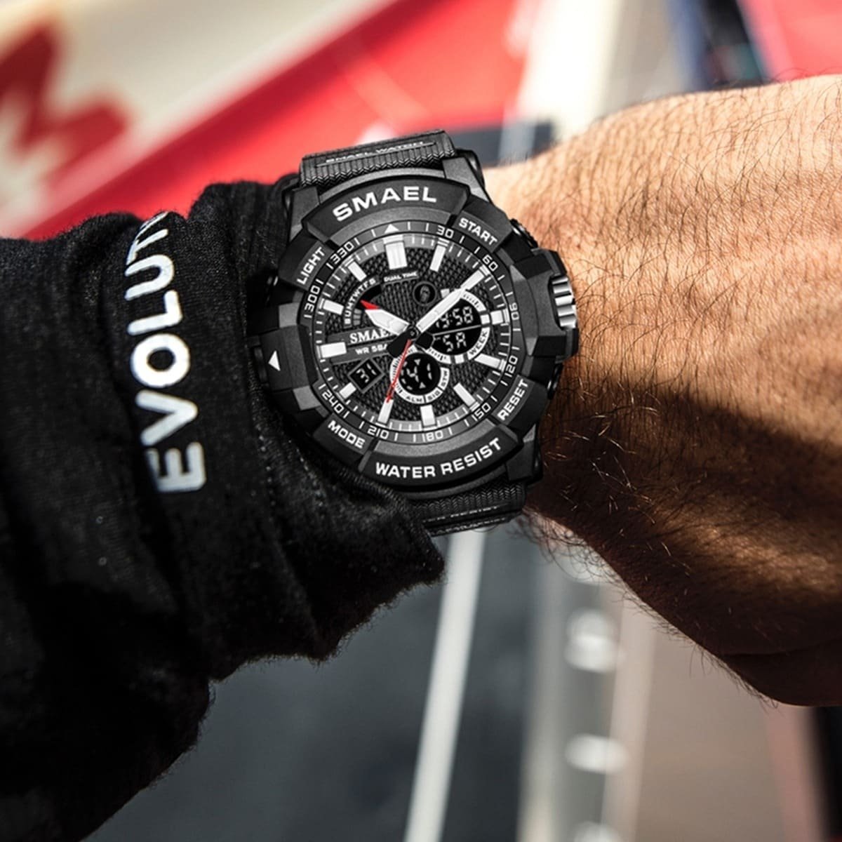 Relógio Masculino Smael AnaDigi 8036 Preto e Branco Preto 2
