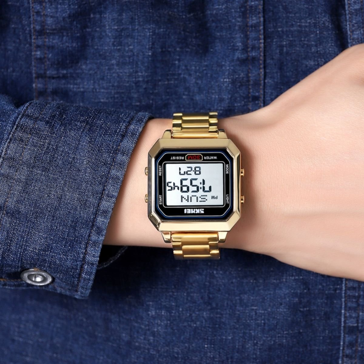 Relógio Masculino Skmei Digital 2149 Dourado e Preto Dourado 4