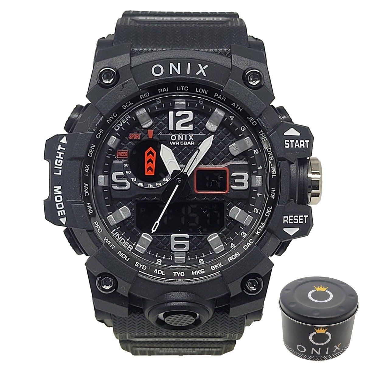 Relógio Masculino Onix AnaDigi OX121 Preto Preto 4