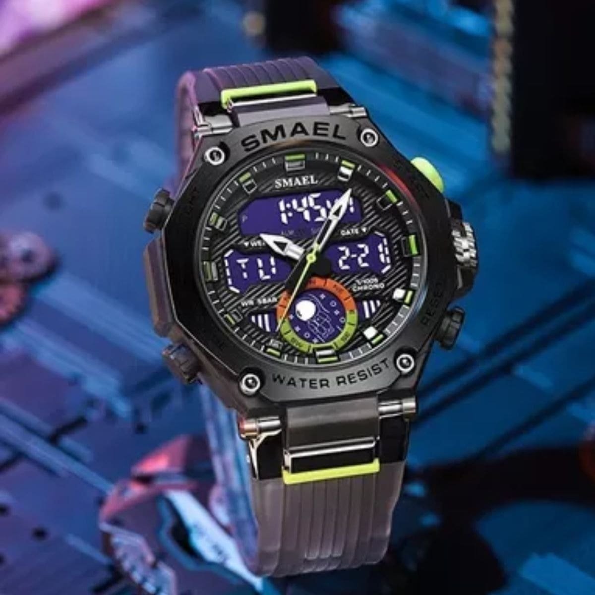 Relógio Masculino Smael AnaDigi 8069 Preto Preto 2