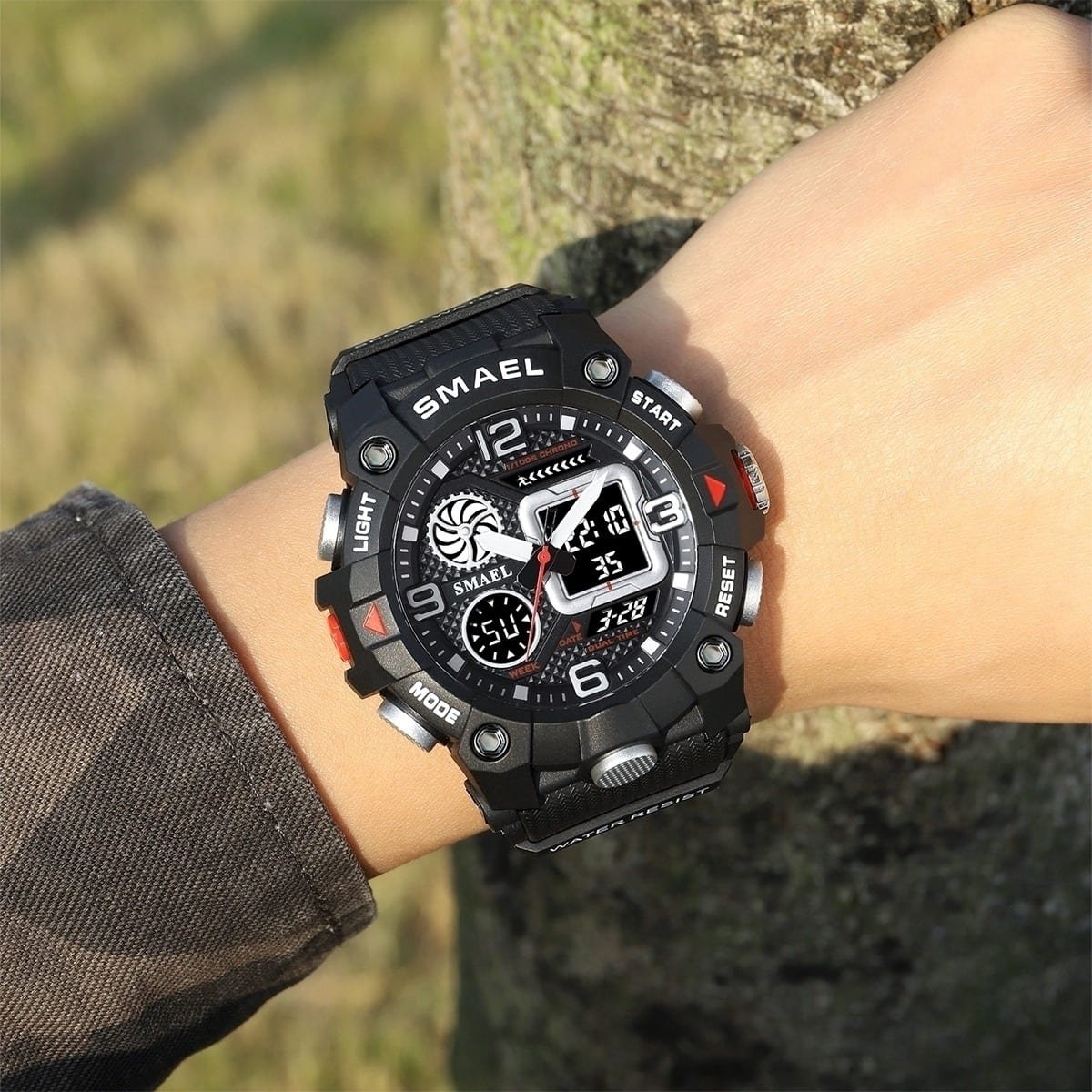 Relógio Masculino Smael AnaDigi 8055 Preto Preto 3