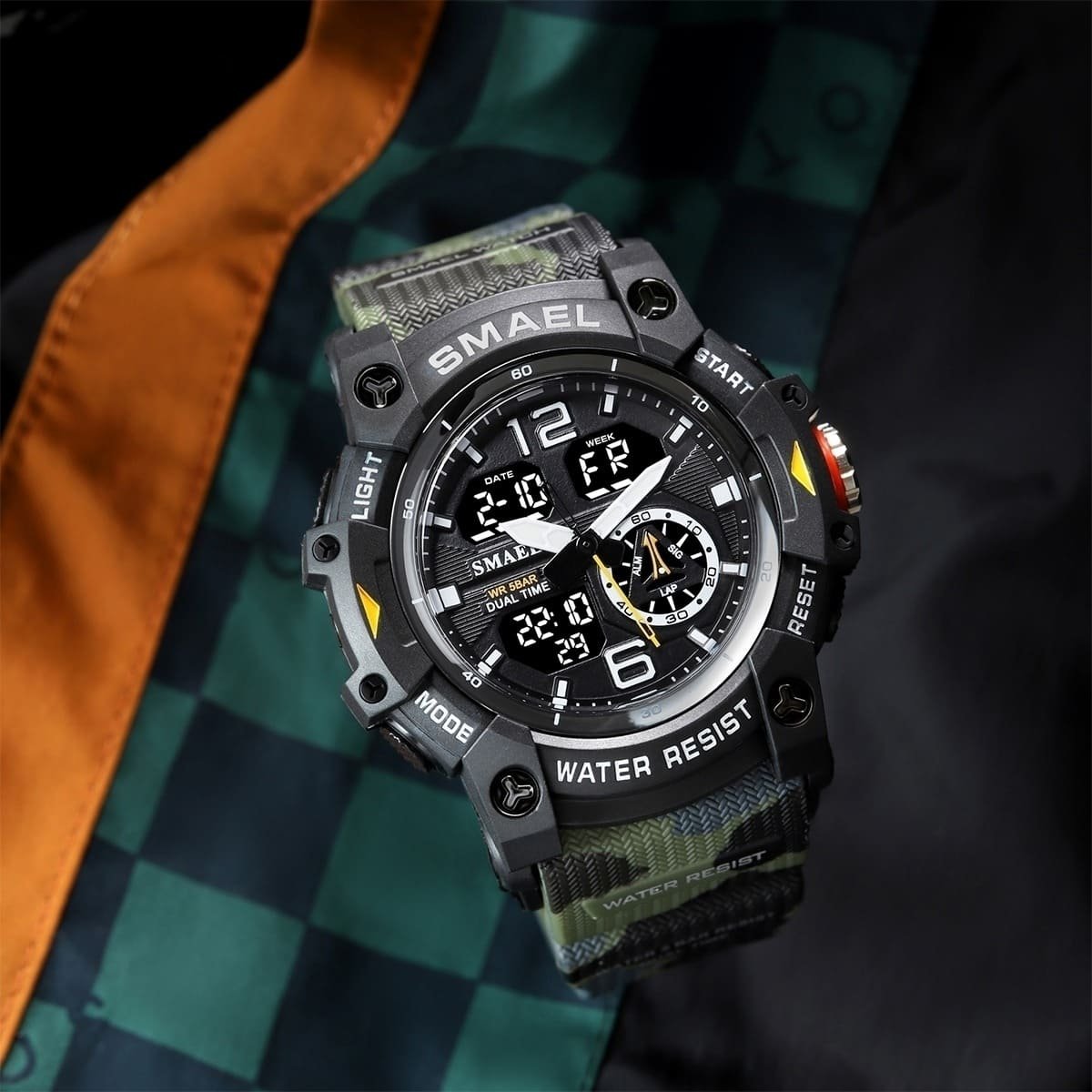 Relógio Masculino Smael AnaDigi 8007 Verde Camuflado e Preto Preto 2