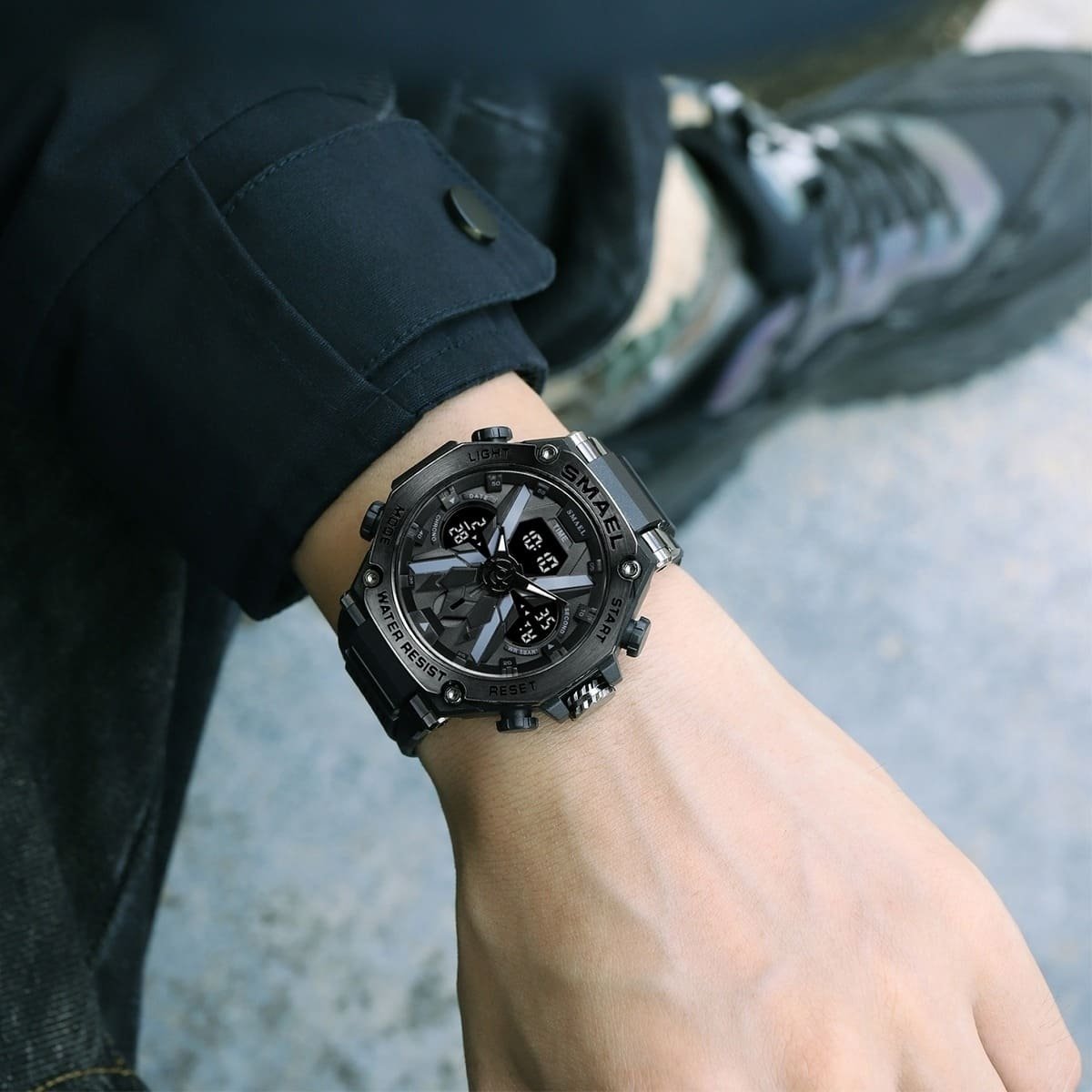 Relógio Masculino Smael Digital 8087 Preto Preto 3