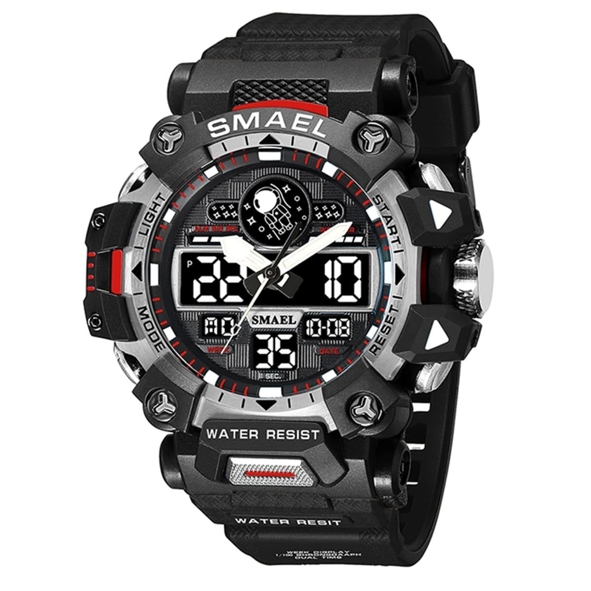 Relógio Masculino Smael AnaDigi 8078 Preto e Prata