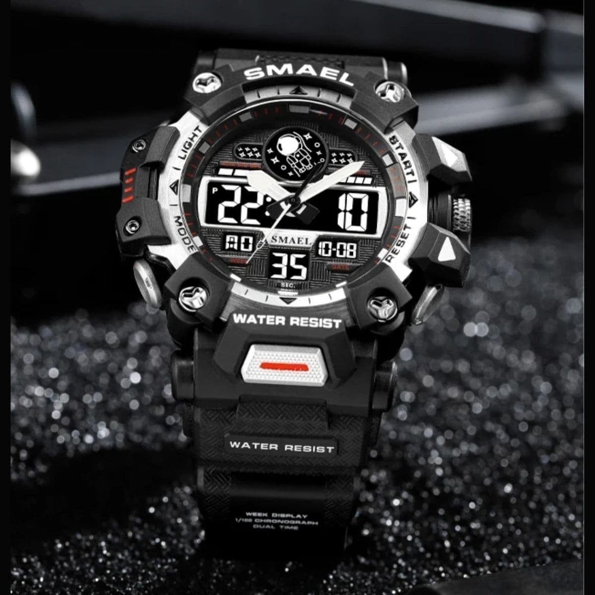 Relógio Masculino Smael AnaDigi 8078 Preto e Prata Preto 2