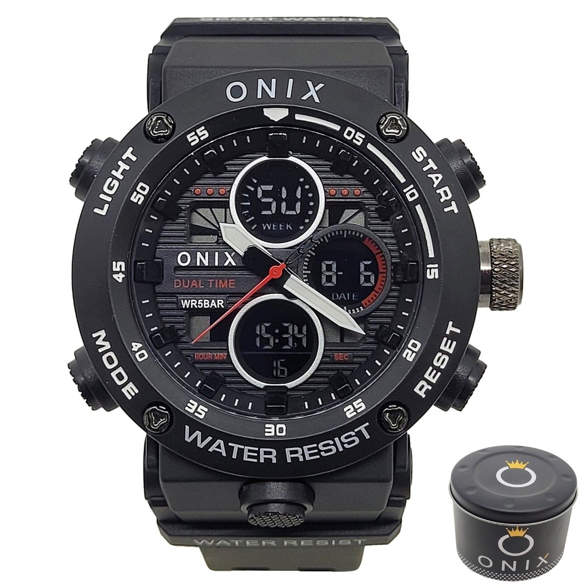 Relógio Masculino Onix AnaDigi OX116 Preto Preto 3