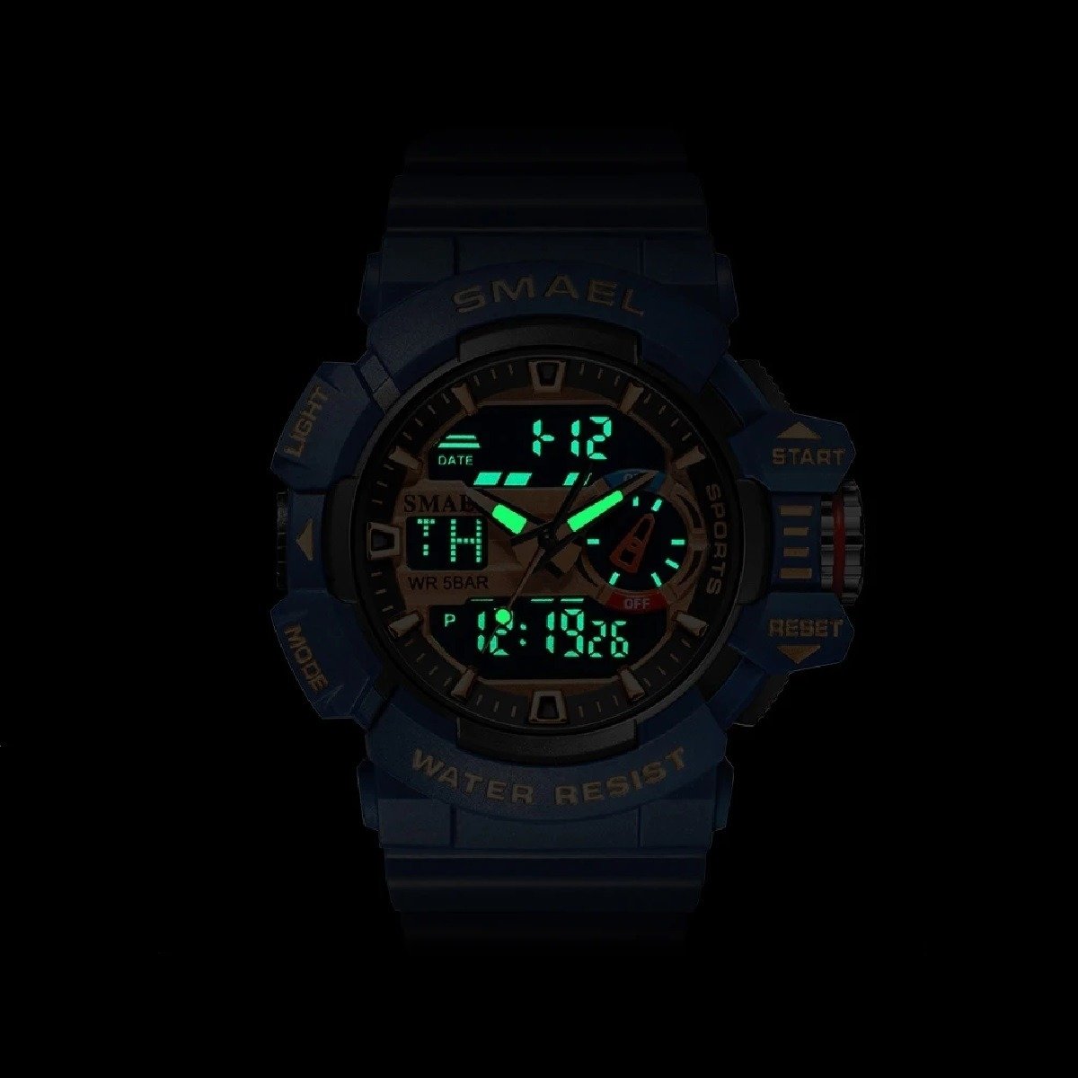 Relógio Masculino Smael AnaDigi 8043 Preto Preto 3