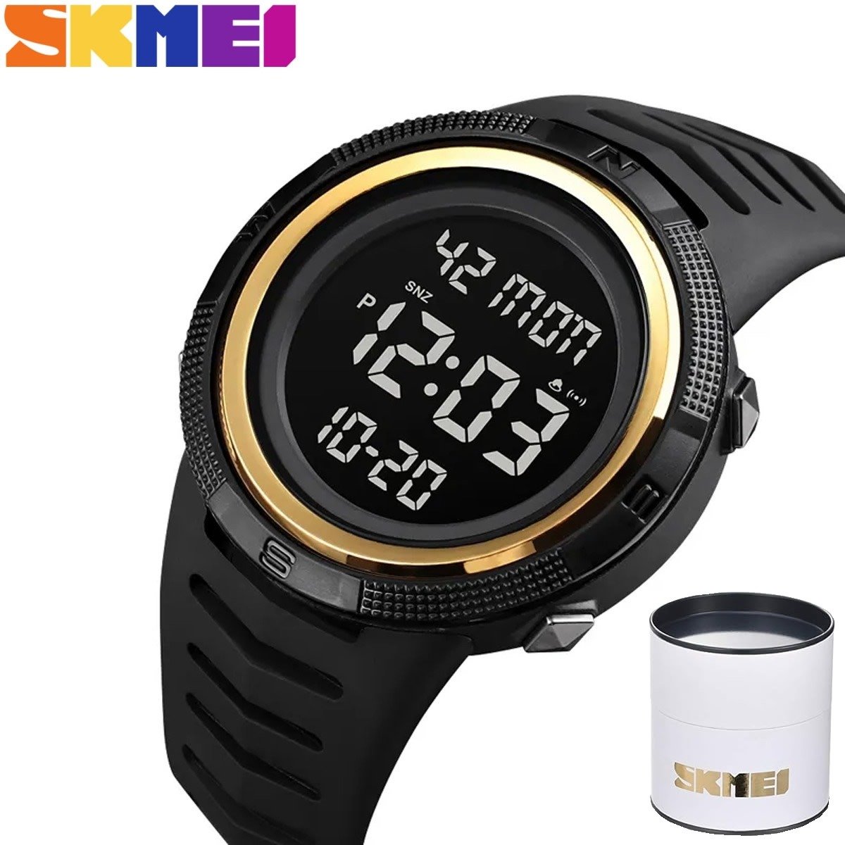 Relógio Masculino Skmei Digital 1632 Preto e Dourado Preto 2