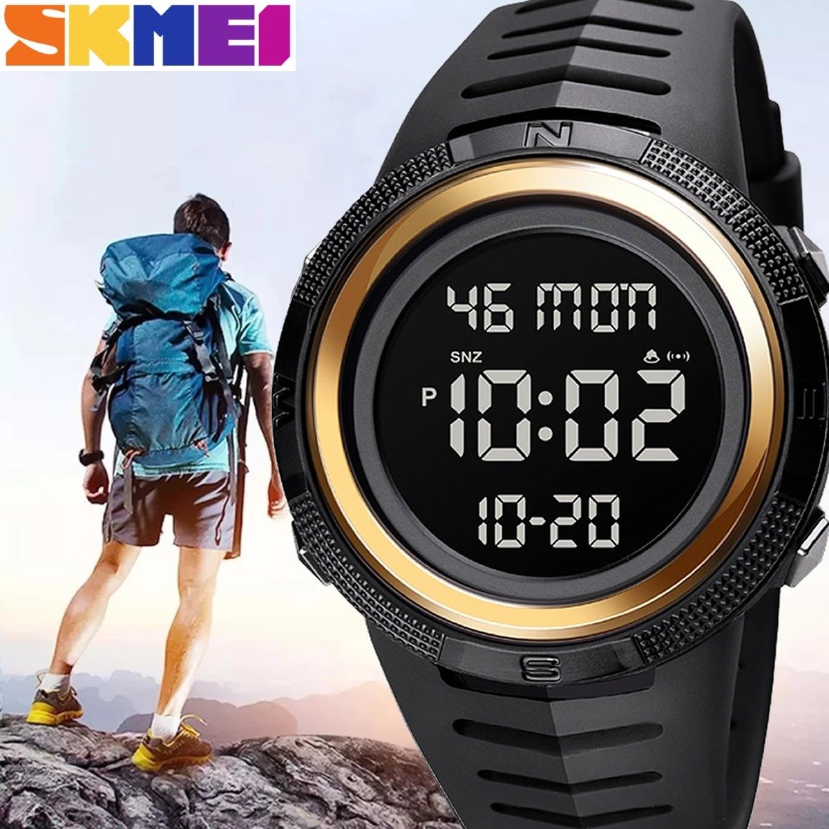 Relógio Masculino Skmei Digital 1632 Preto e Dourado Preto 3