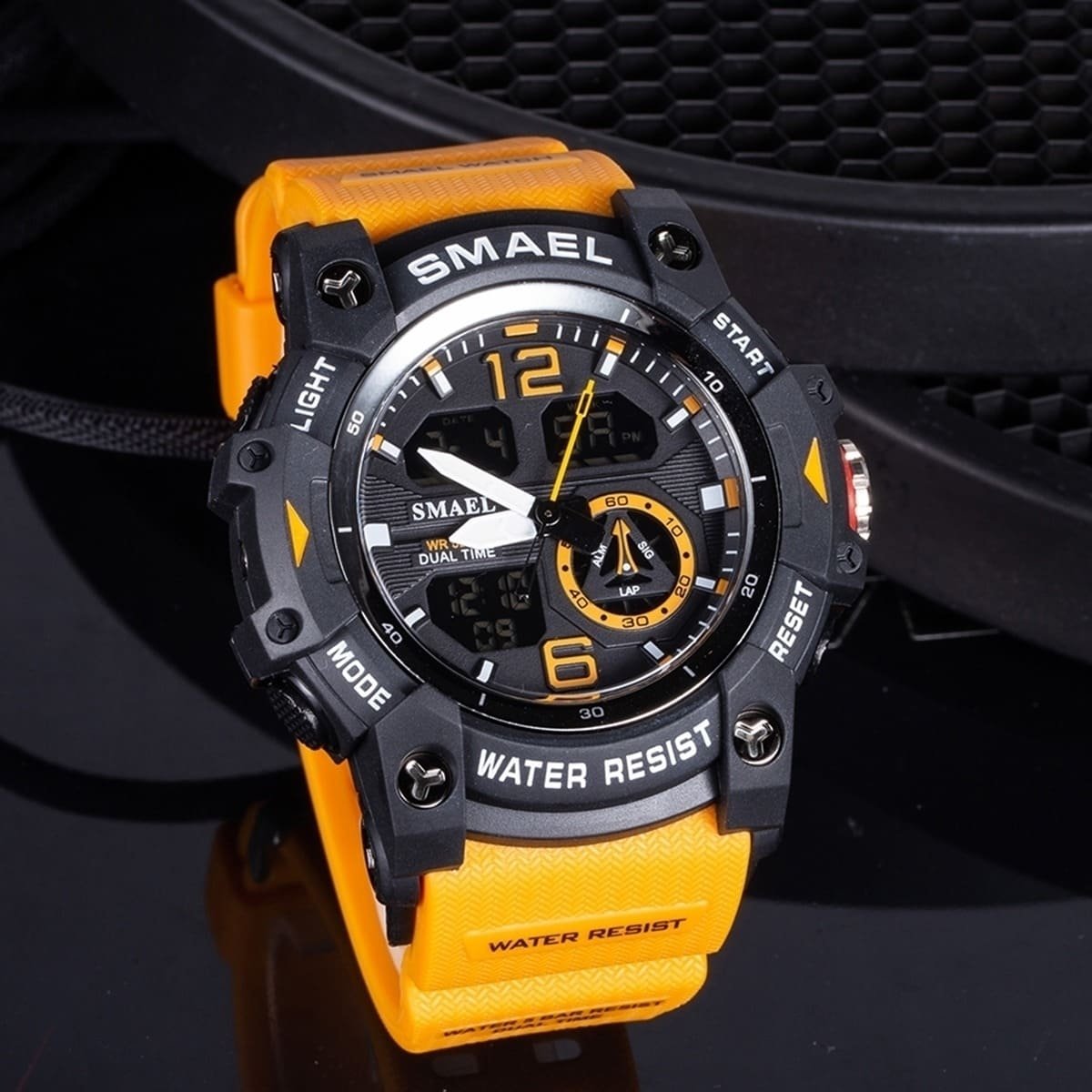 Relógio Masculino Smael AnaDigi 8007 Laranja e Preto Preto 2