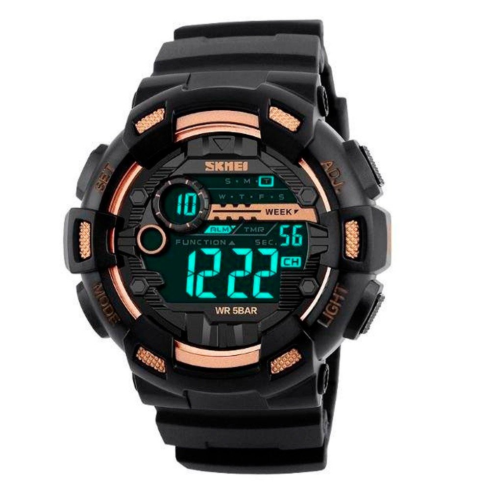 Relógio Masculino Skmei Digital 1243 Preto e Dourado Preto 2