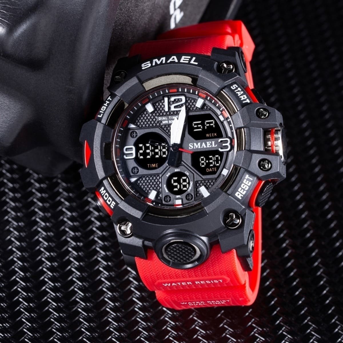 Relógio Masculino Smael AnaDigi 8008 Vermelho e Preto Preto 2