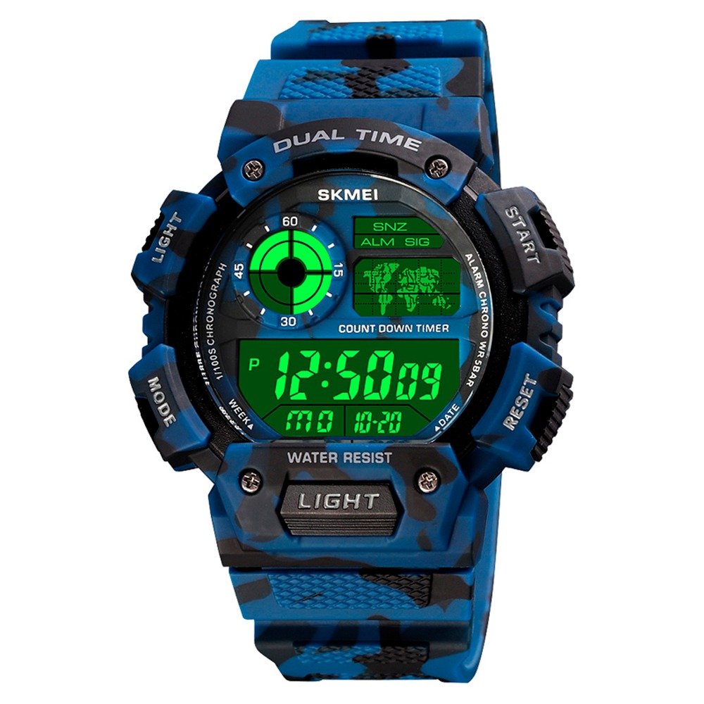 Relógio Masculino Relógio Skmei Digital 1723 Azul Camuflado Preto/Azul 2