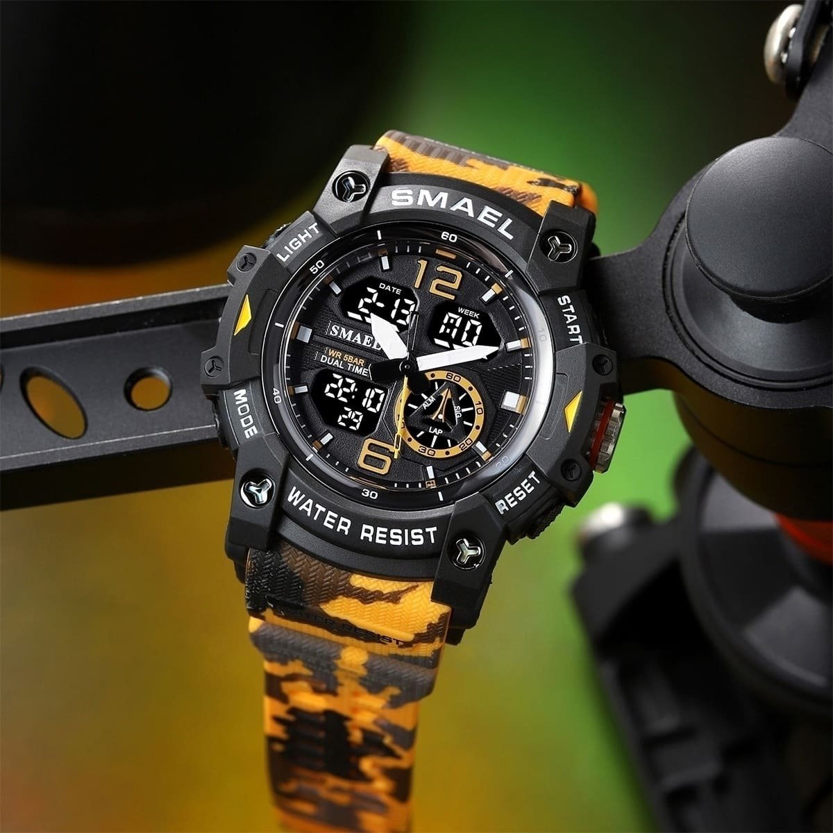 Relógio Masculino Smael AnaDigi 8007 Laranja Camuflado e Preto Preto 2