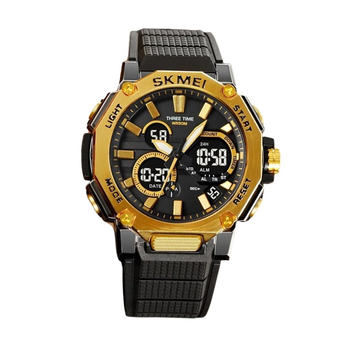 Relógio Masculino Skmei AnaDigi 2219GD Preto e Dourado