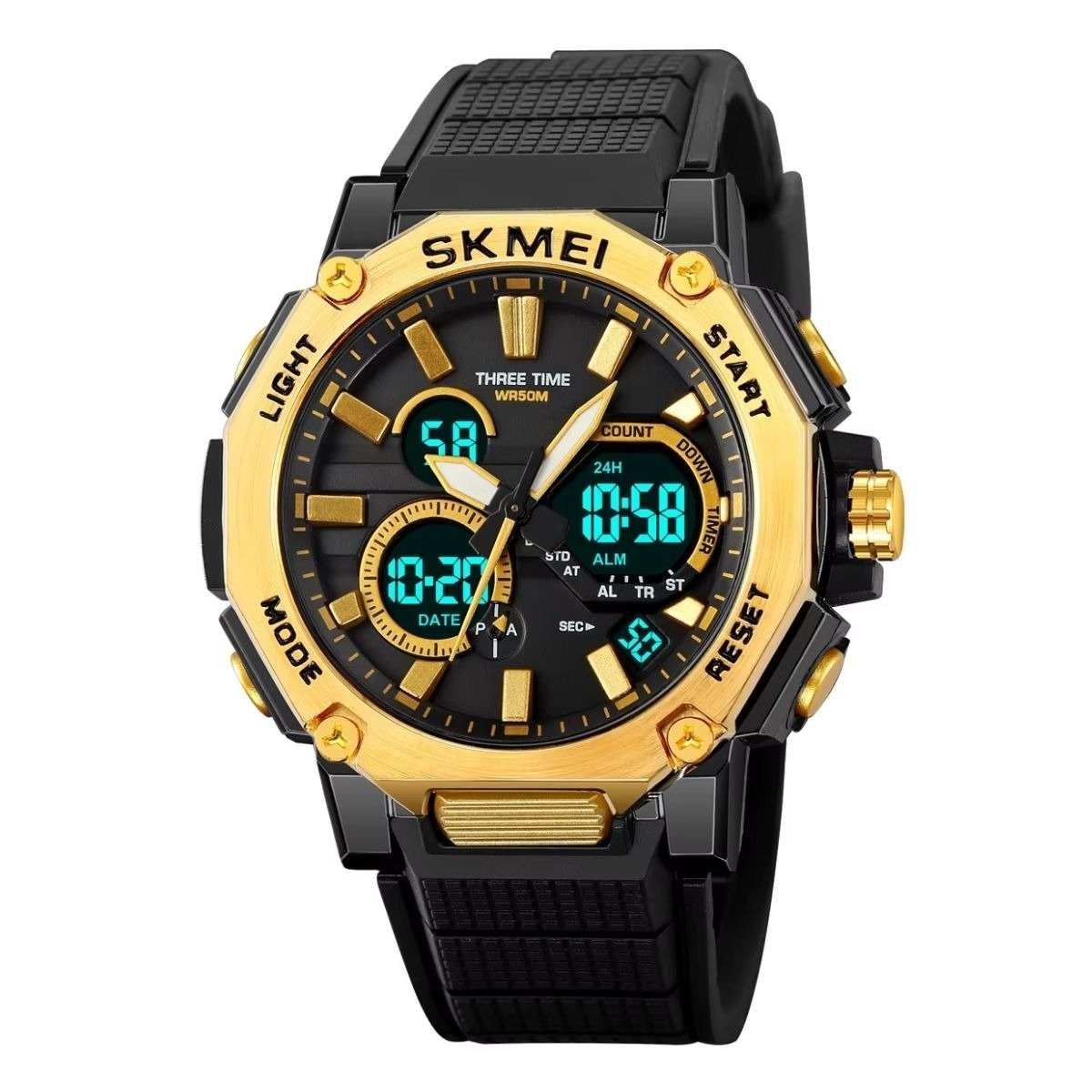Relógio Masculino Skmei AnaDigi 2219GD Preto e Dourado Dourado 2