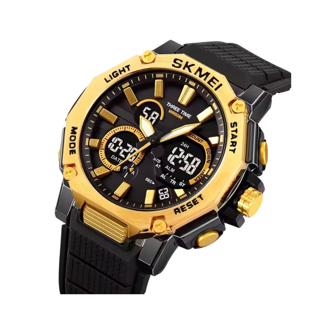 Relógio Masculino Skmei AnaDigi 2219GD Preto e Dourado Dourado 3