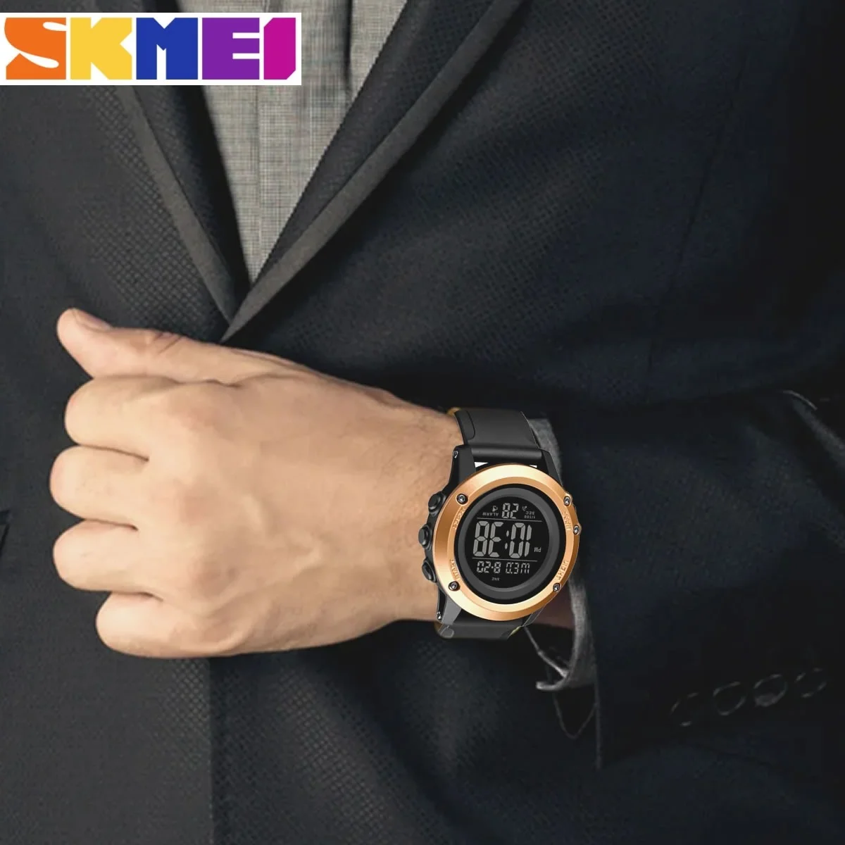 Relógio Masculino Skmei Digital 1506 Preto e Dourado Dourado 3