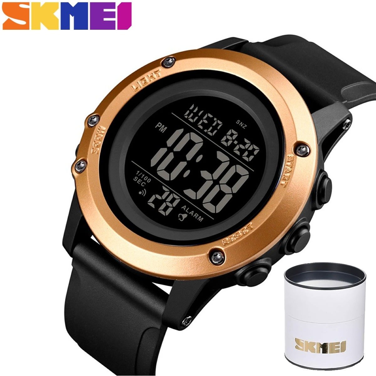 Relógio Masculino Skmei Digital 1506 Preto e Dourado Dourado 6