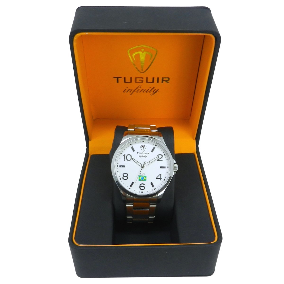 Relógio Masculino de Aço Tuguir Analógico Infinity TGI37226 Prata e Branco Prata 2